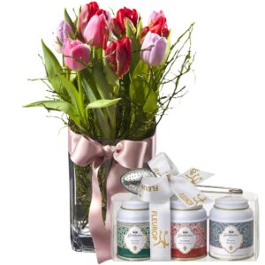 Tulpenprinzessin (inkl. Vase) mit Gottlieber Tee Geschenk-Set