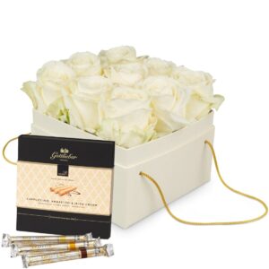 Blumenbox «Athens» (15 cm) mit Gottlieber Hüppen "Special Edition for Fleurop"