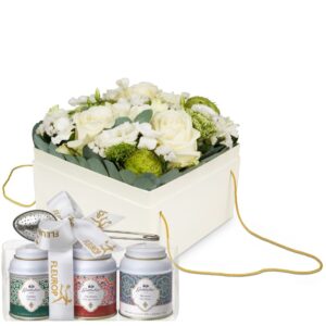 Blumenbox «Dublin» (20 cm) mit Gottlieber Tee Geschenk-Set