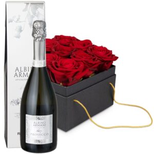 Blumenbox «Paris» (15 cm) mit Prosecco Albino Armani DOC (75cl)