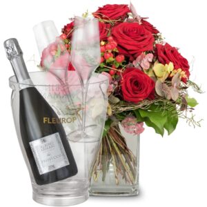 I Love You mit Prosecco Albino Armani DOC (75 cl), inkl. Eiskühler und zwei Flûte-Gläser