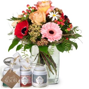 Frühlings-Melodie mit Gottlieber Tee Geschenk-Set und «Get Well Soon»-Anhänger
